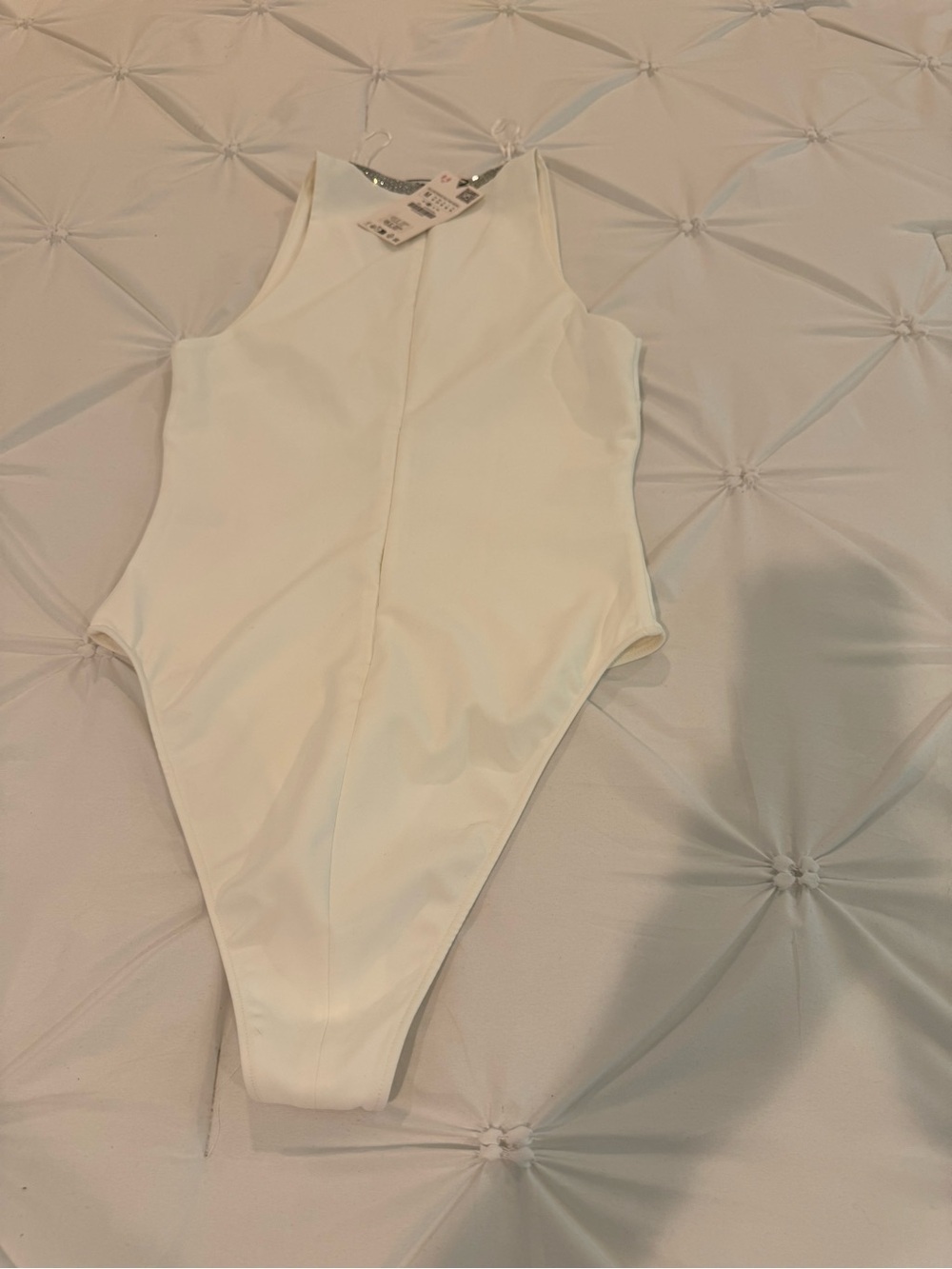 Zara White Rhinestone Embellished Bodysuit NWT Size M - Picture 9 of 10
